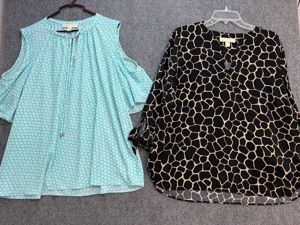 MICHAEL Michael Kors Women’s Blouse Tops Lot 2 XL Printed Cold Shoulder